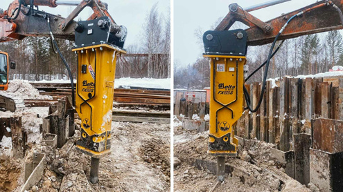 Разработка мерзлого грунта с гидромолотом Delta FX-20S